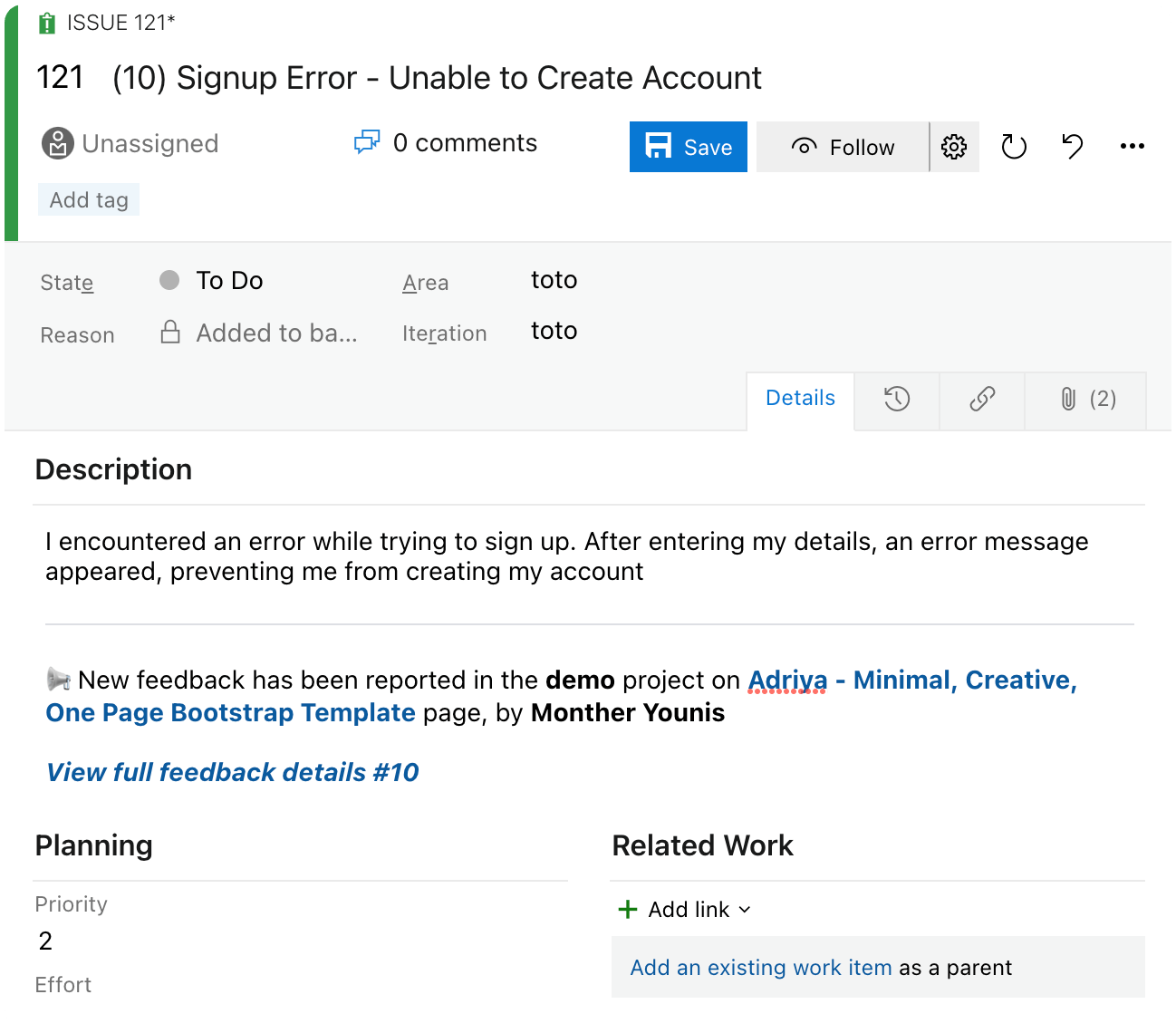 Customer feedback by Bugzy on Trello with an annotated screenshot, video attached with more feedback details